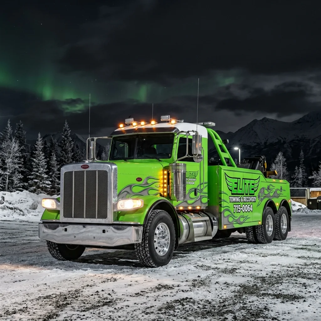 Elite custom Peterbilt truck glowing lights night concept