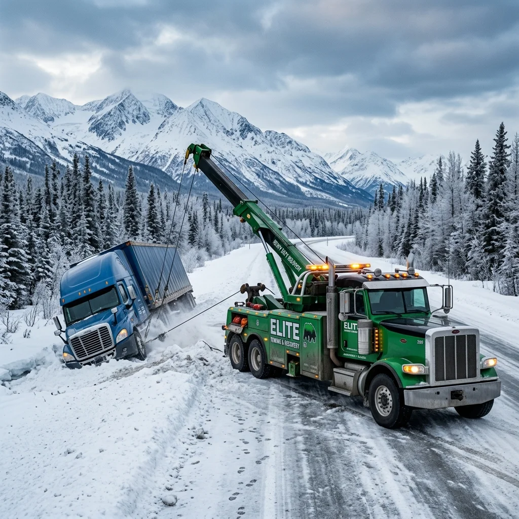 Heavy duty wrecker pulling semi truck concept
